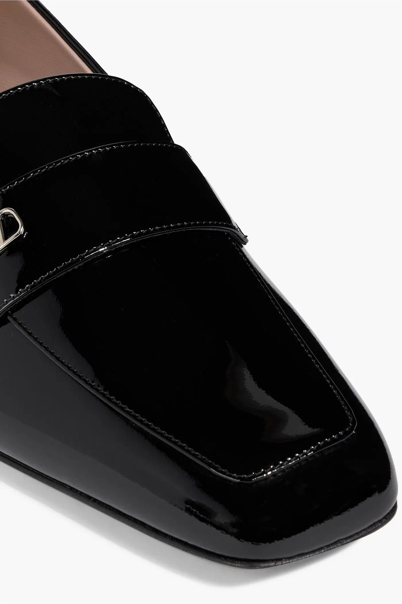 Valentino Garavani Vlogo Patent-Leather Loafers Black Women's