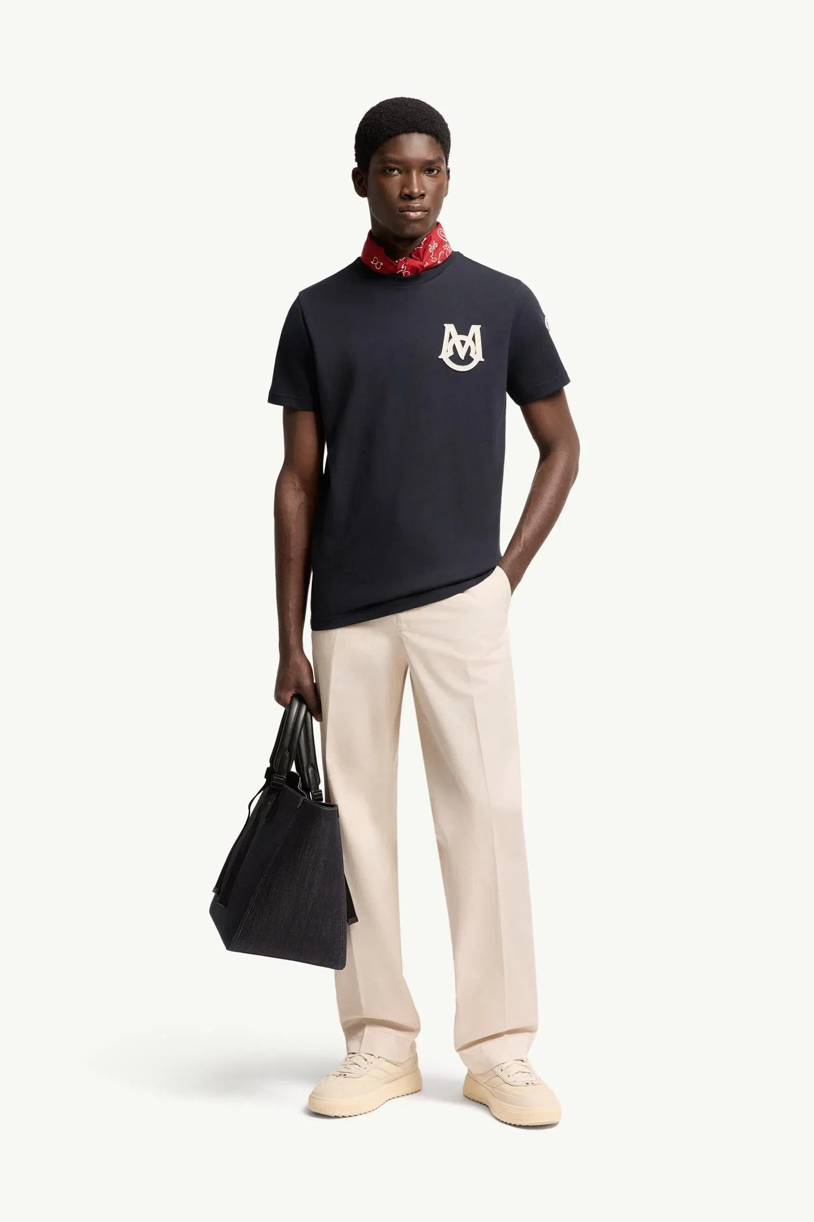 Moncler Monogram Cotton T-Shirt Navy Blue Navy Blue