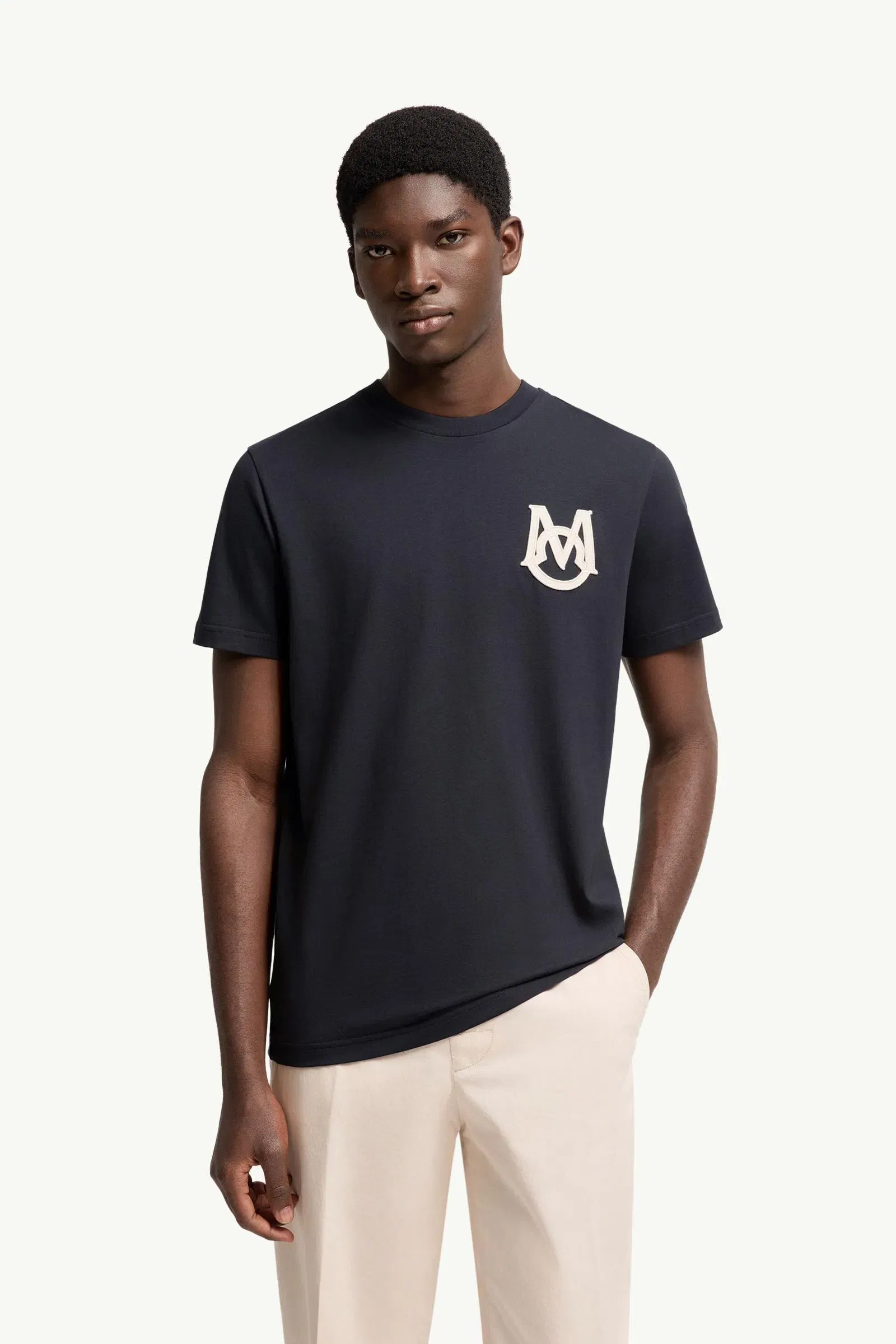 Moncler Monogram Cotton T-Shirt Navy Blue Navy Blue