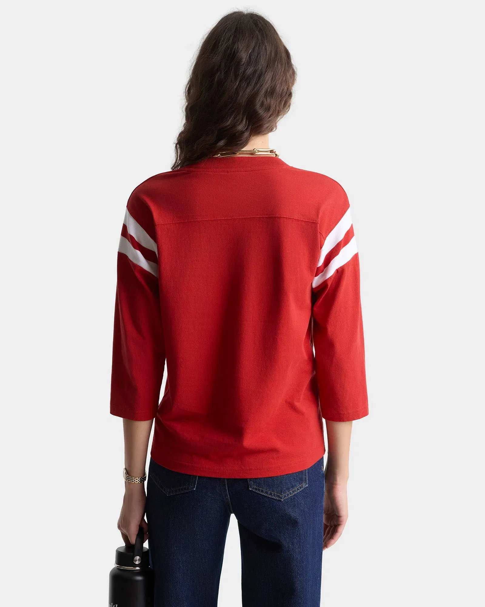 California Emblem Long Football T-Shirt - Ruby/White