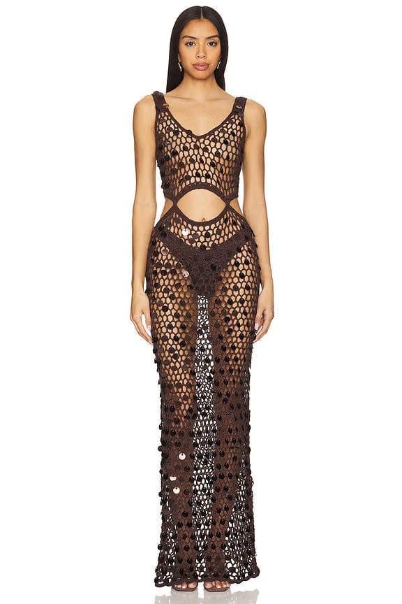 superdown Elena Maxi Dress in Brown