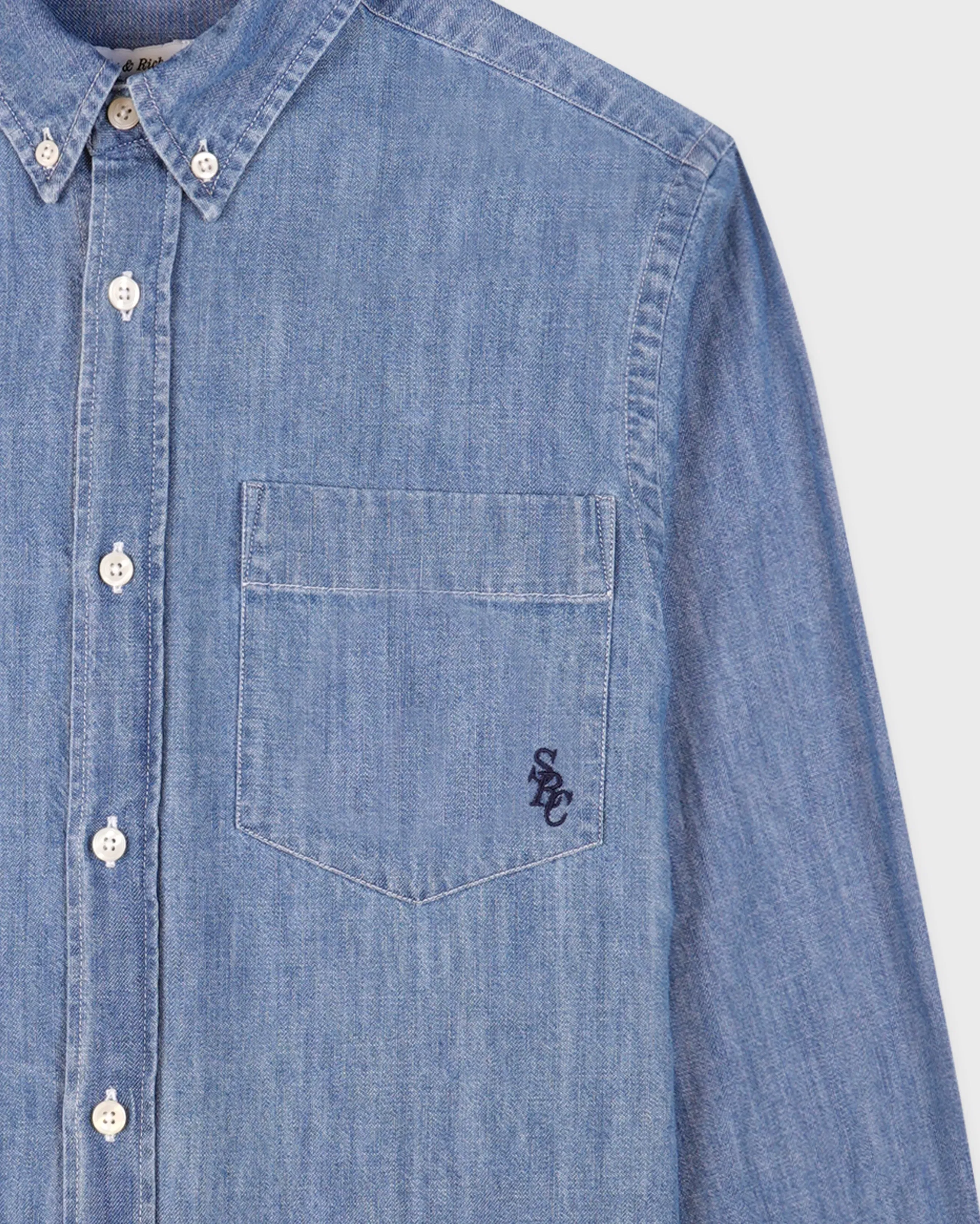 SRC Oversized Denim BD Shirt - Light Blue