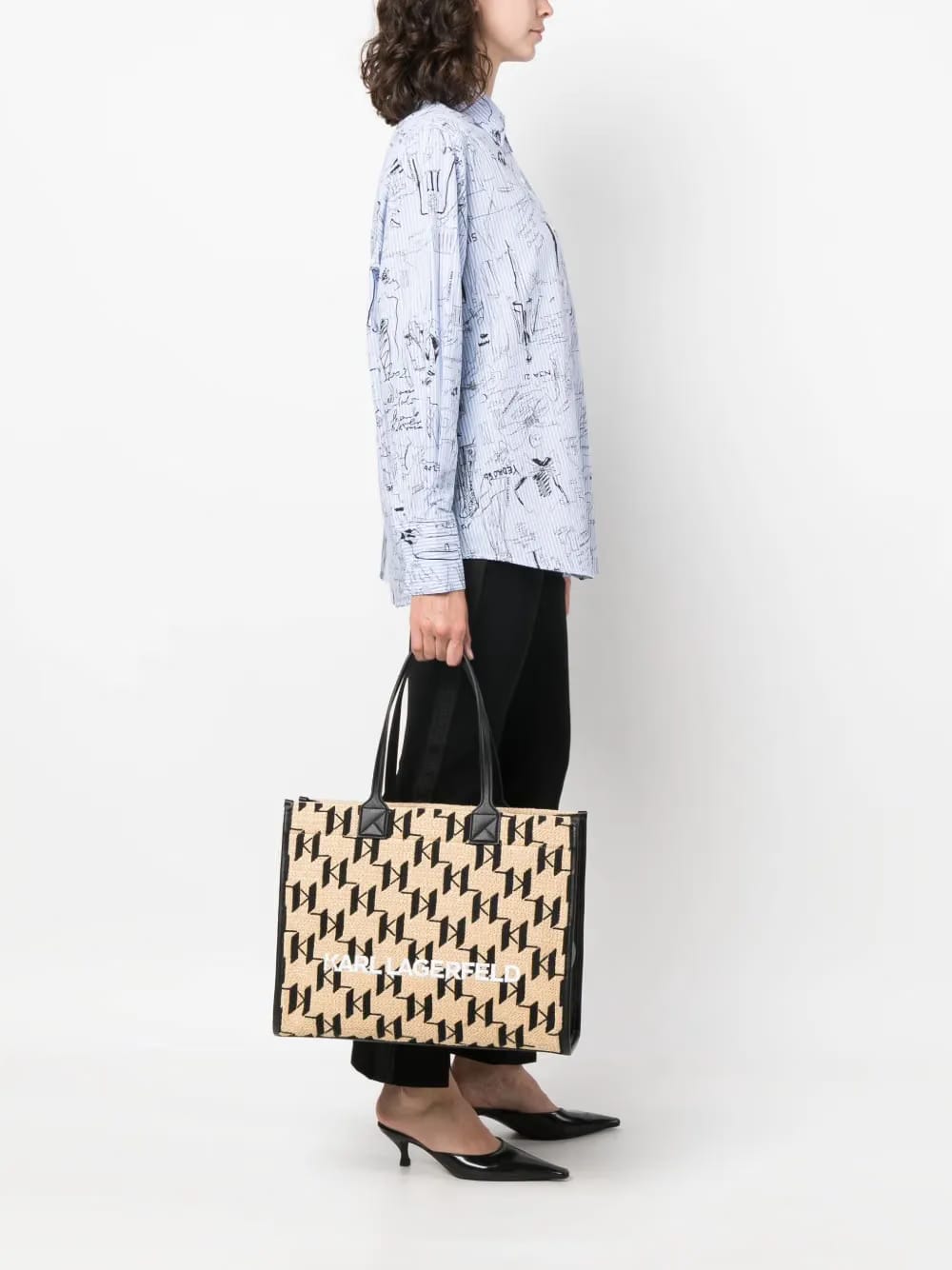 Skuare woven-raffia tote bag