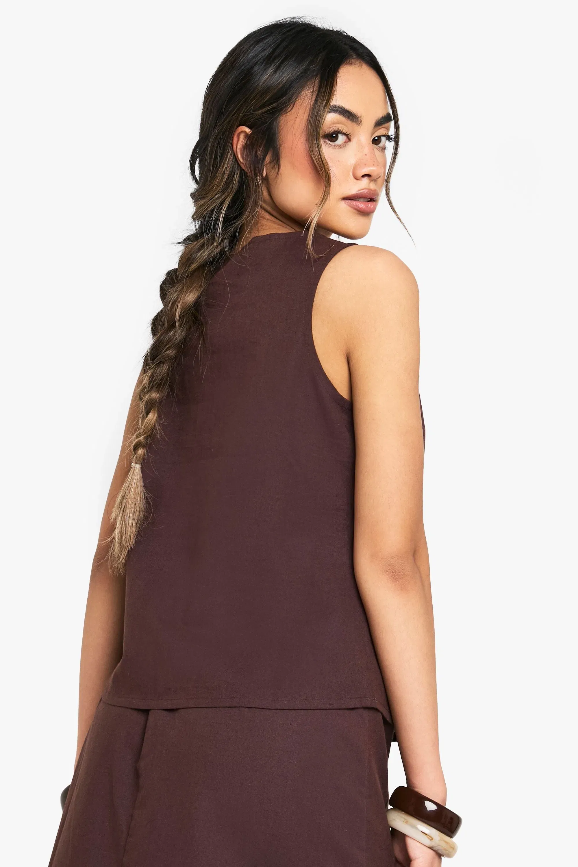 Linen Tie Front Waistcoat