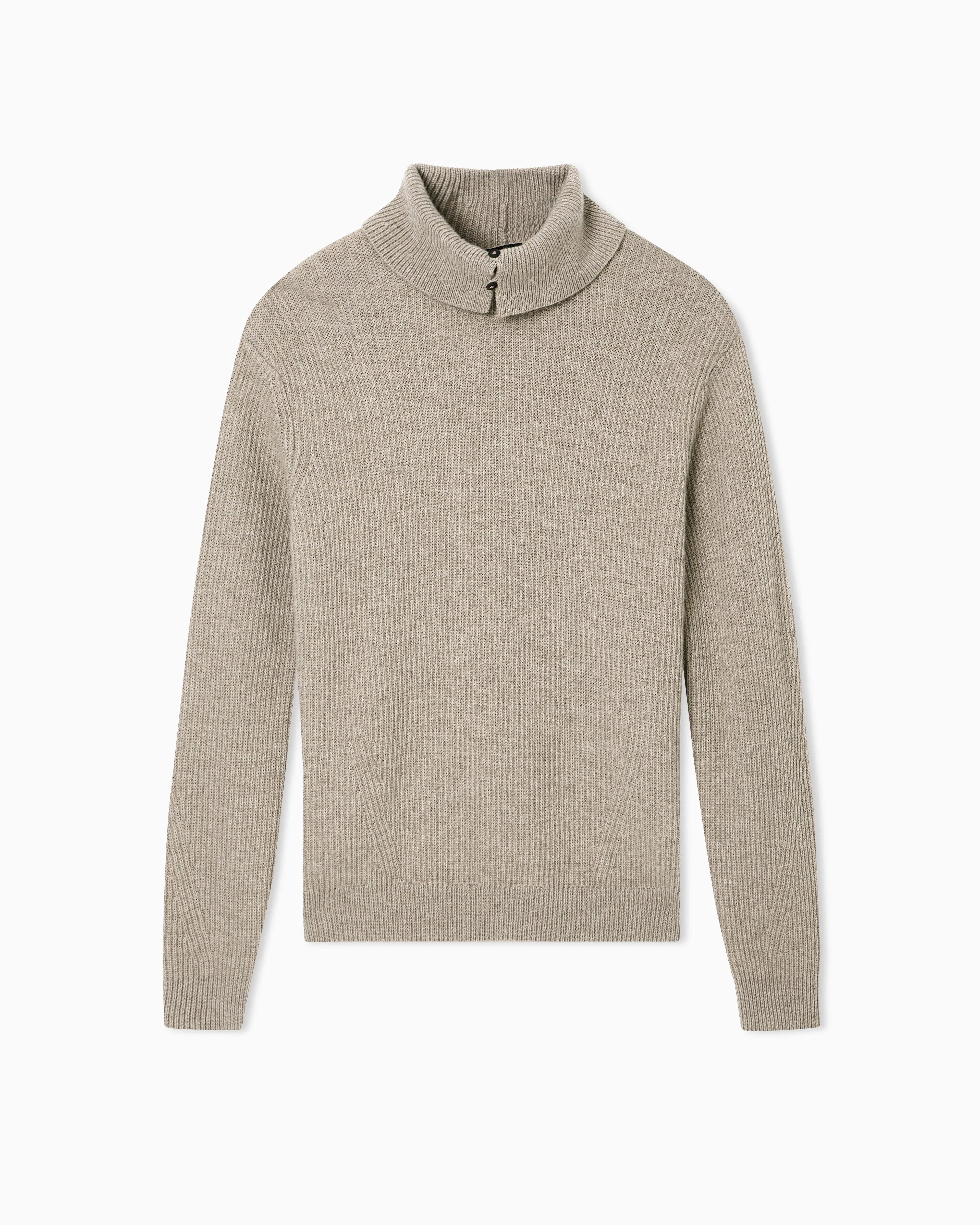 Emporio Armani Turtleneck jumper in virgin wool with a half fisherman’s-rib knit