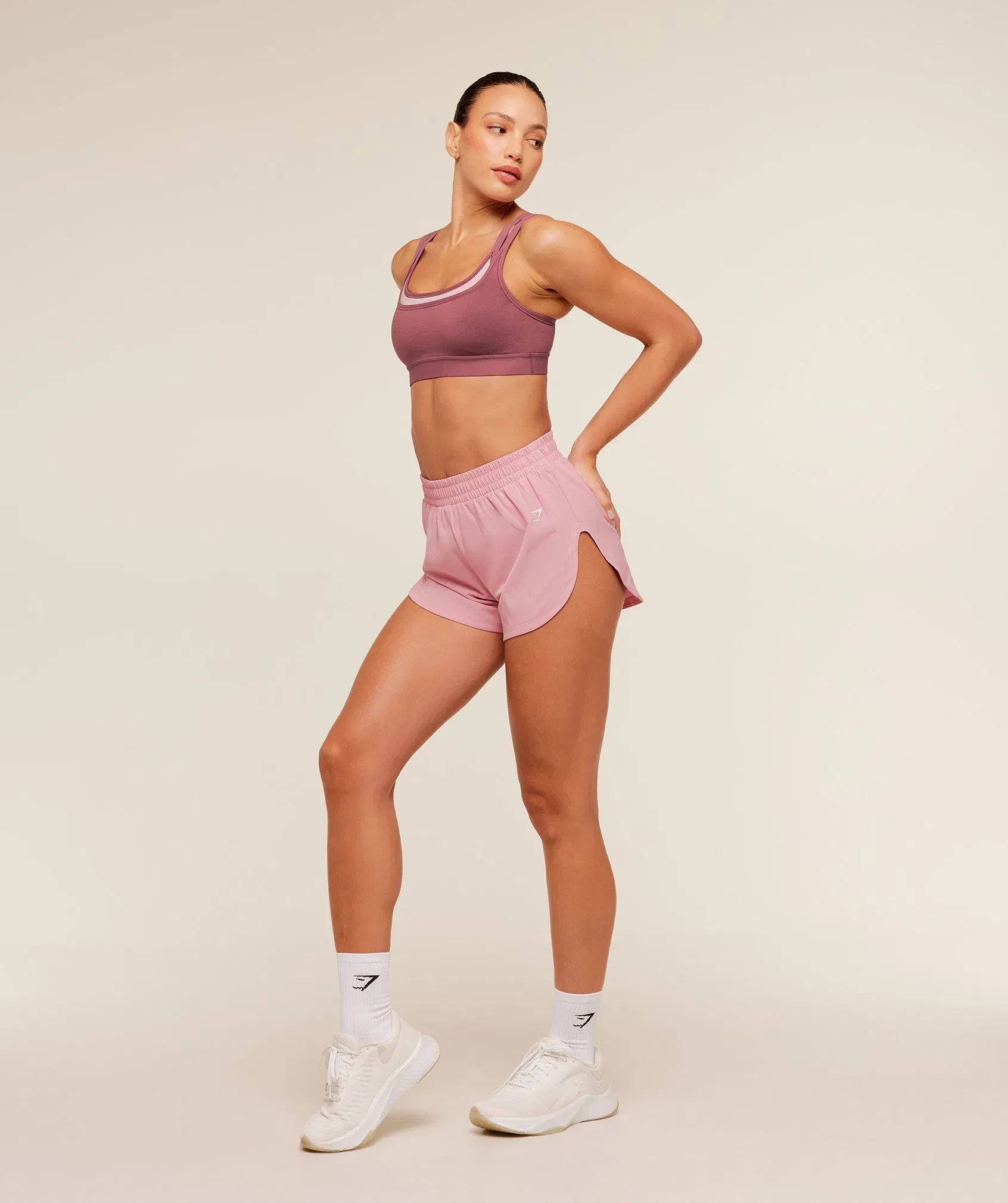 Women's Gymshark Interval High Leg Shorts Light Pink
