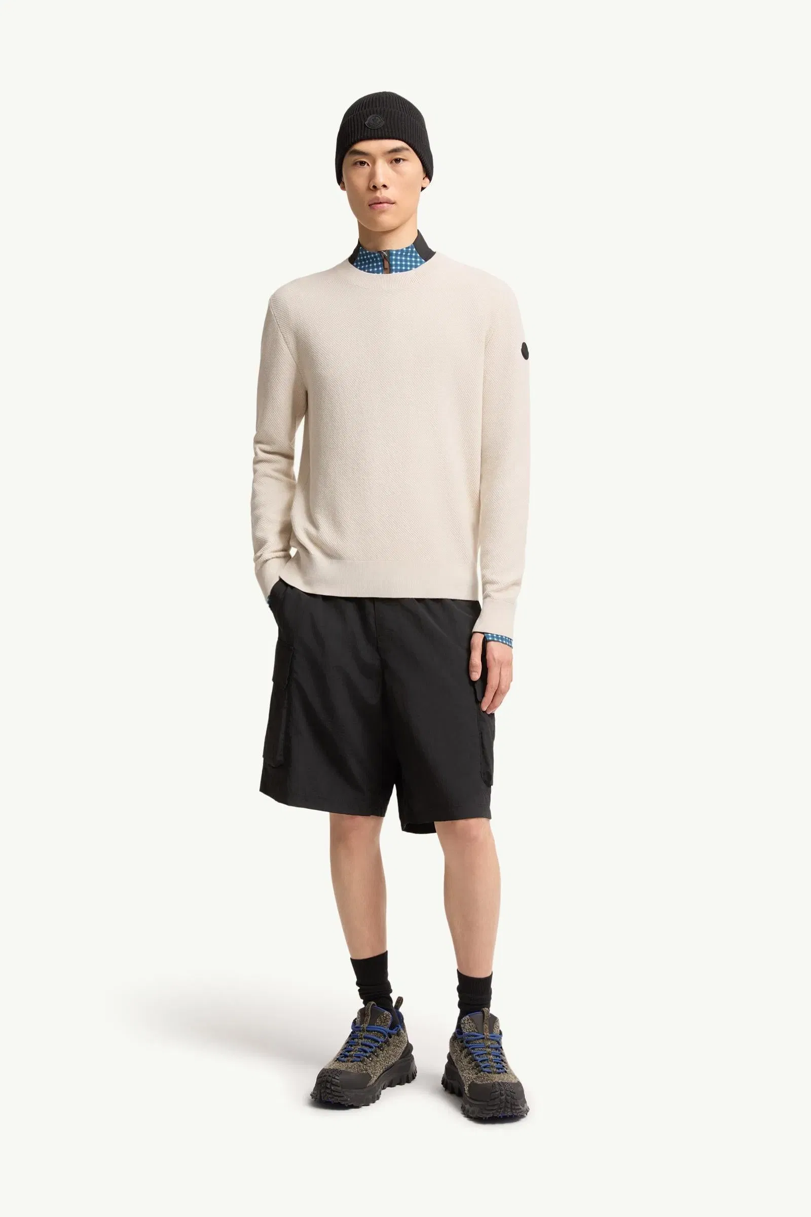 Moncler Cotton Knit Sweater White Ivory White Ivory
