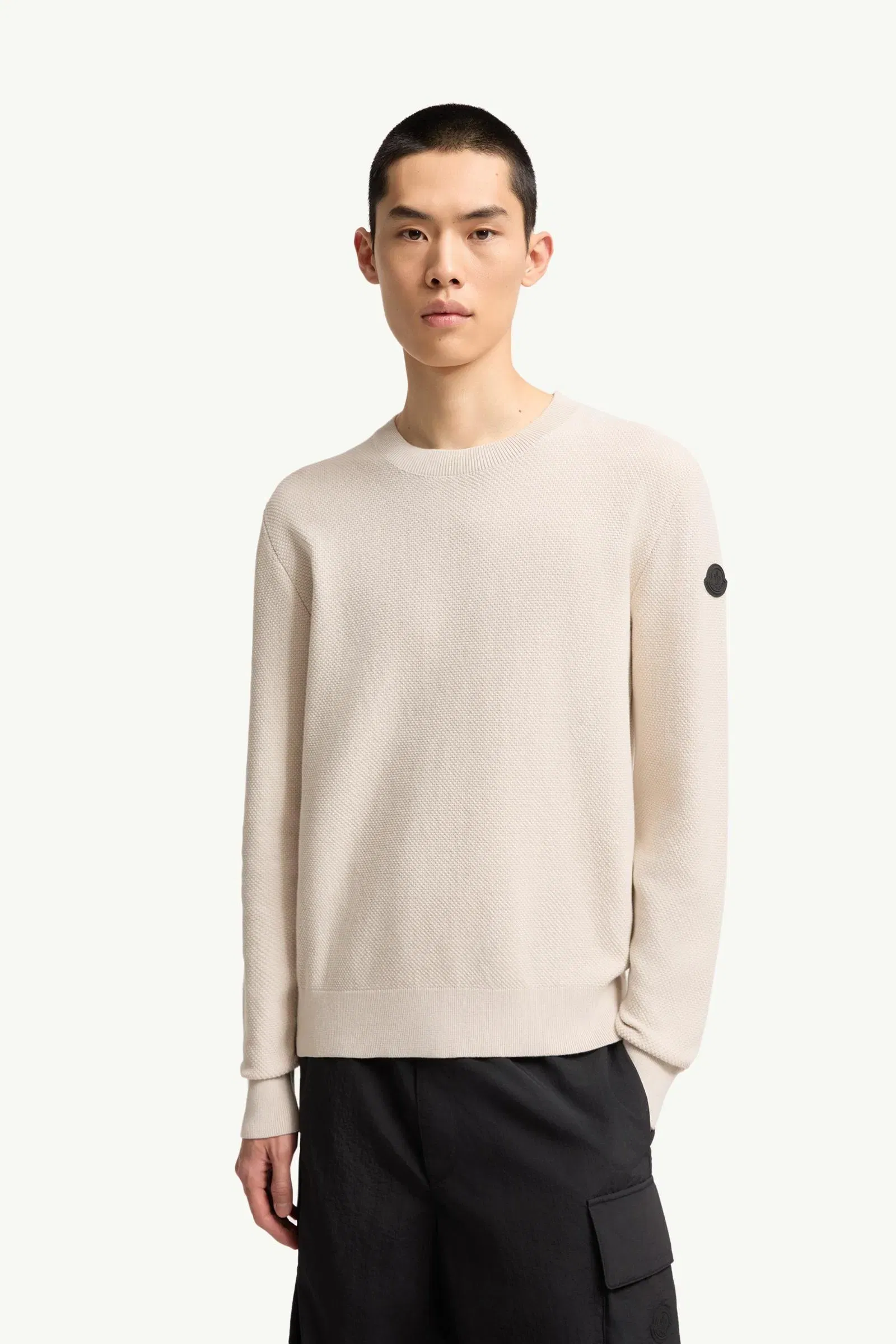 Moncler Cotton Knit Sweater White Ivory White Ivory
