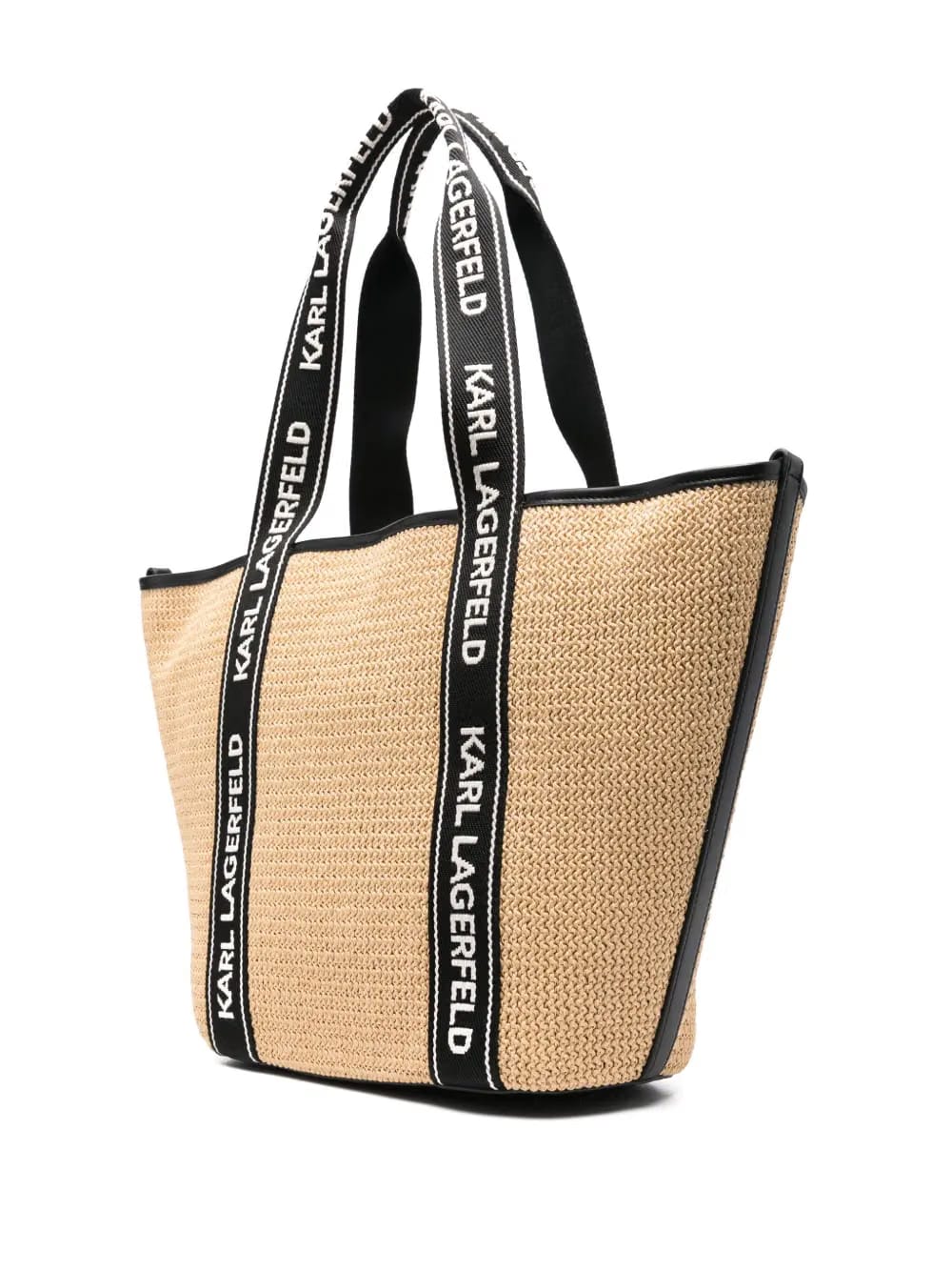logo-patch raffia beach bag