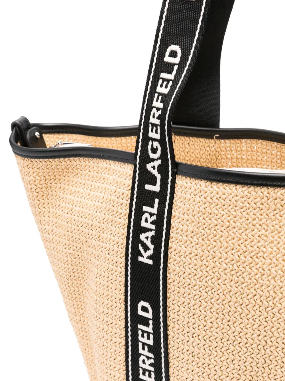 logo-patch raffia beach bag