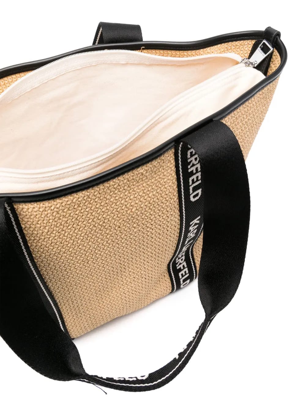 logo-patch raffia beach bag