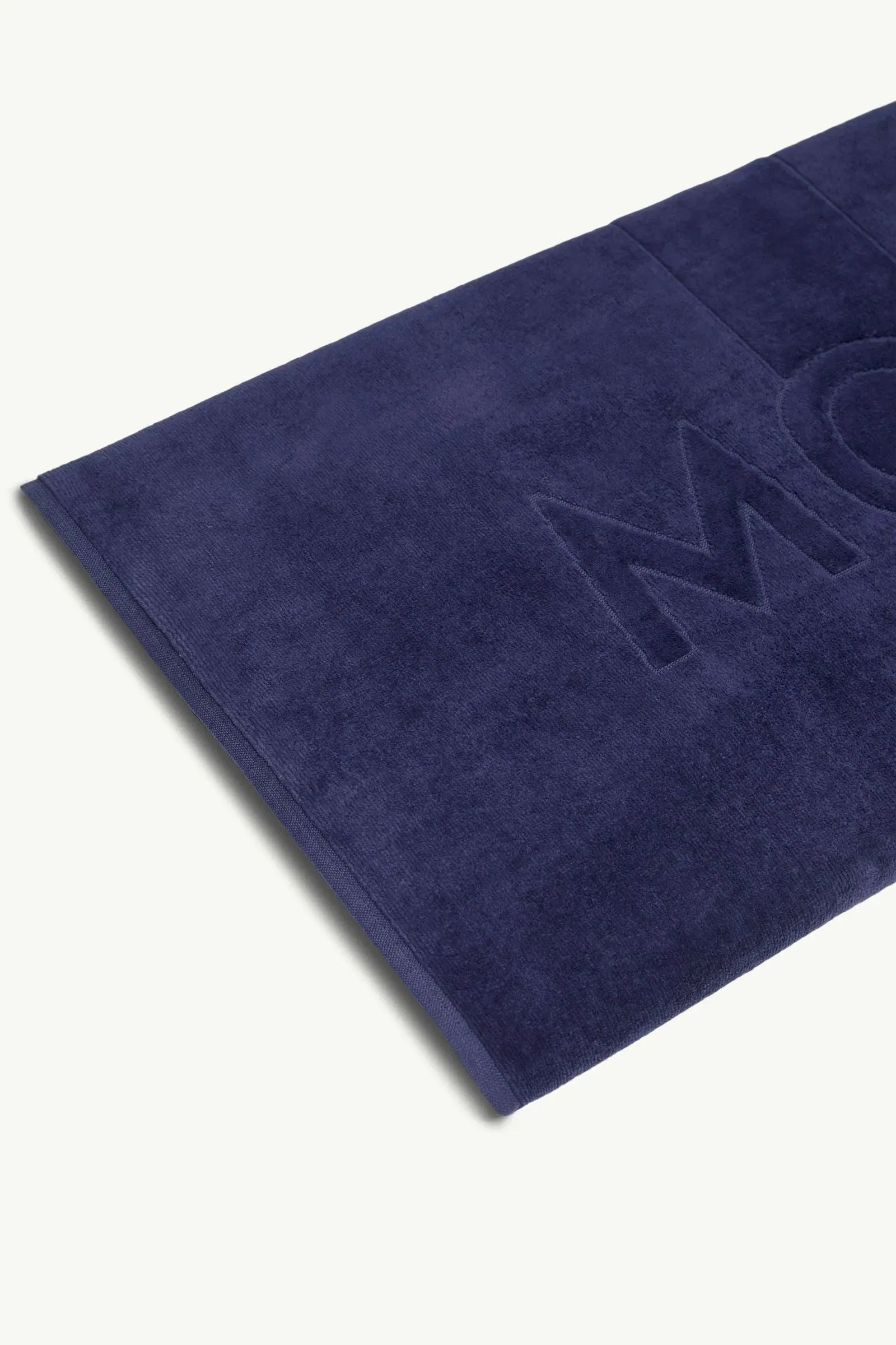 Moncler Logo Cotton Beach Towel Dark Blue Dark Blue