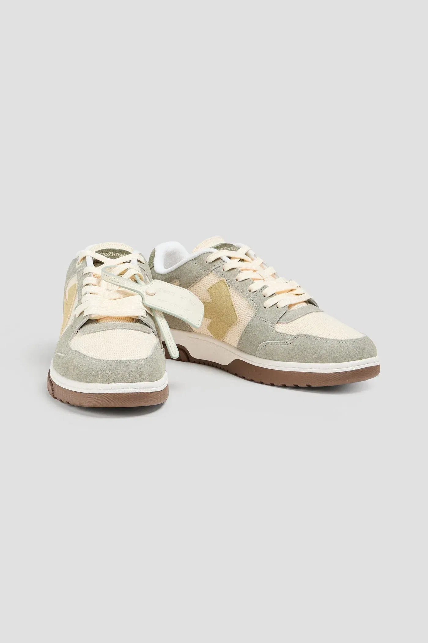 Off-White Out Of Office Mesh And Suede Sneakers Cream