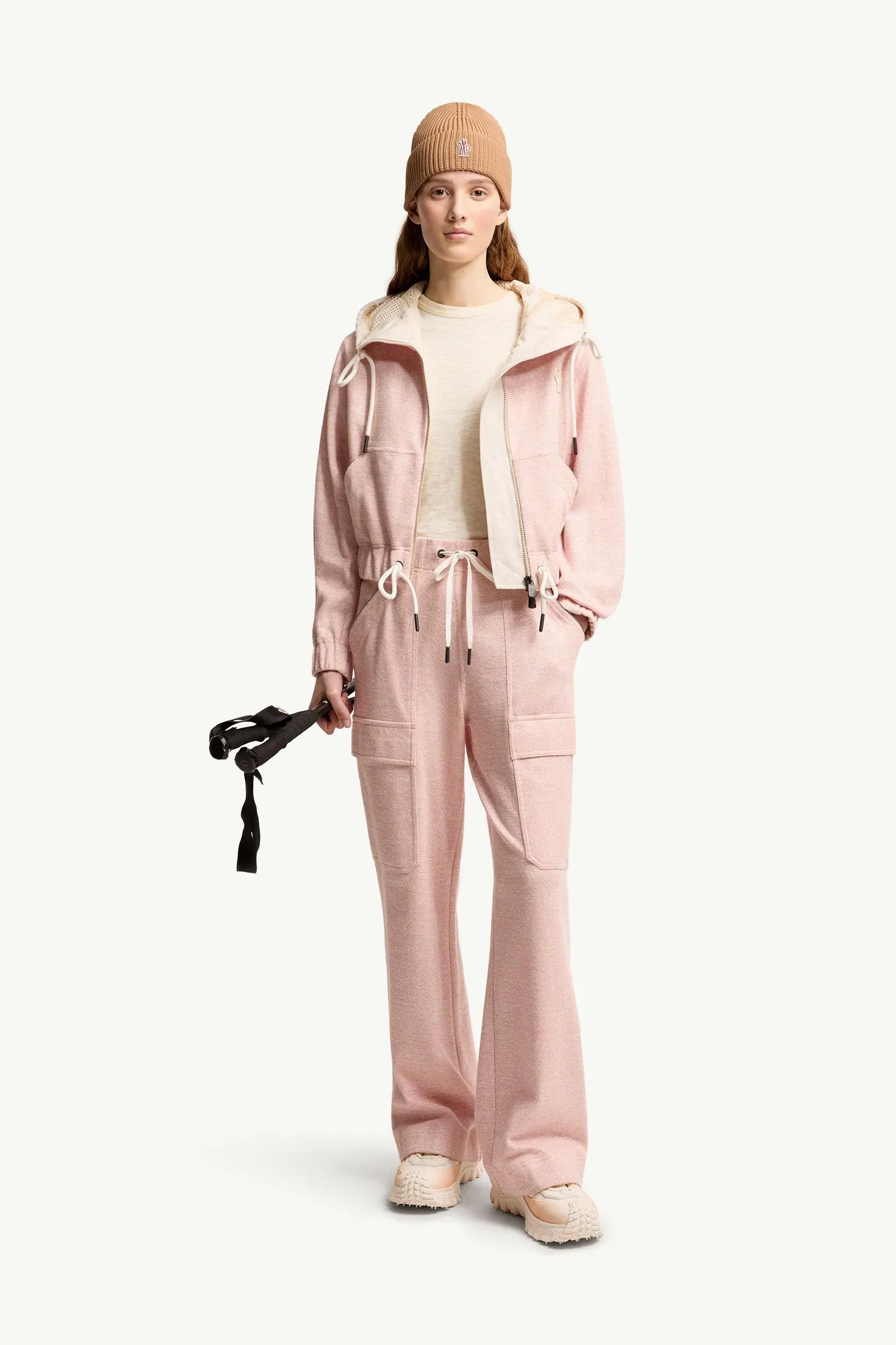 Moncler Linen & Cotton Blend Sweatpants Pink Pink