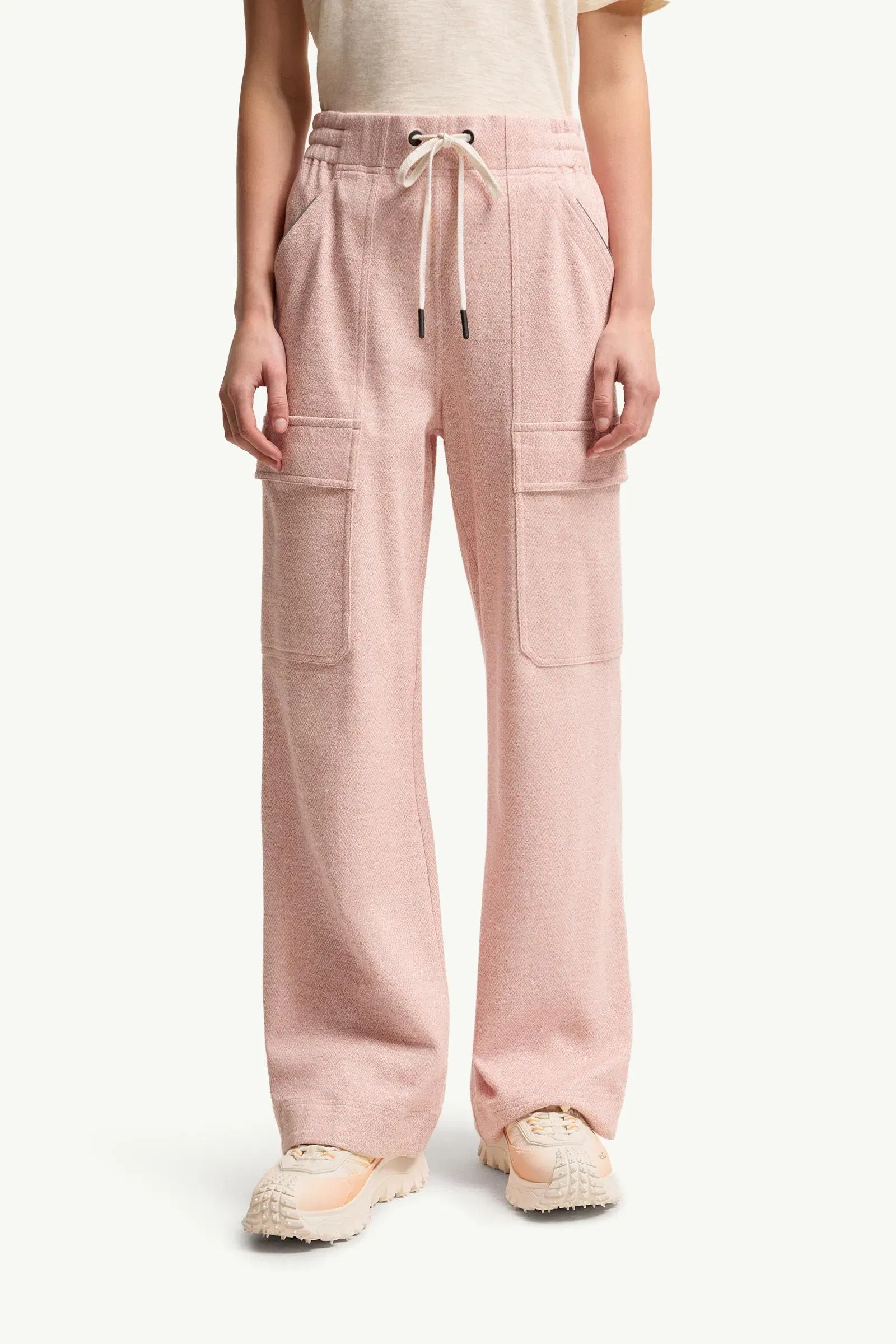 Moncler Linen & Cotton Blend Sweatpants Pink Pink