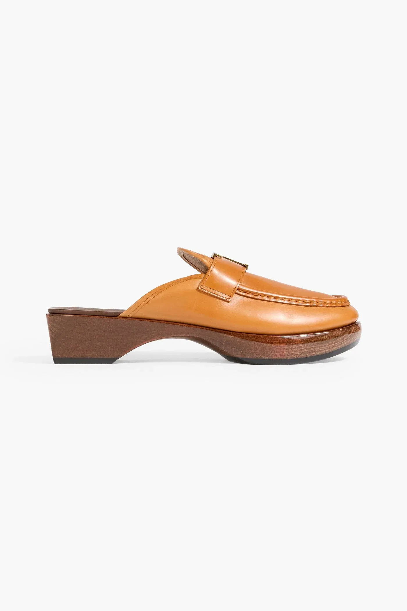 Tod's T Timeless Leather Clogs Camel Women's