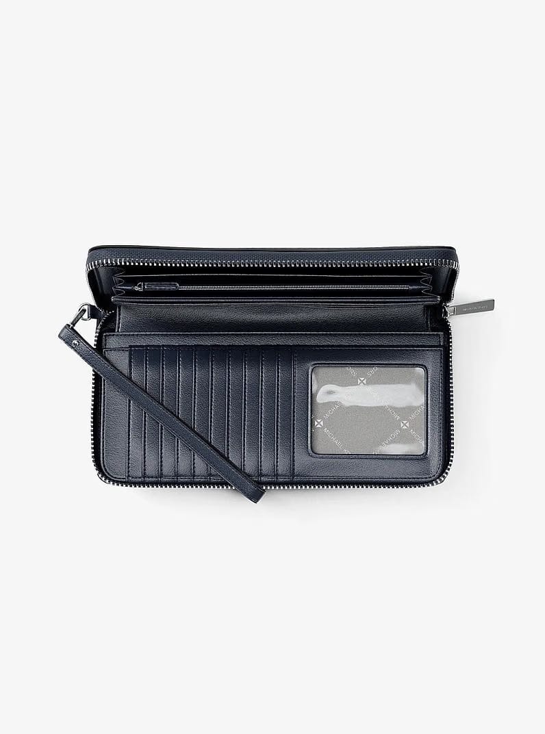 Michael Kors Large Pebbled Leather Continental Wallet Navy