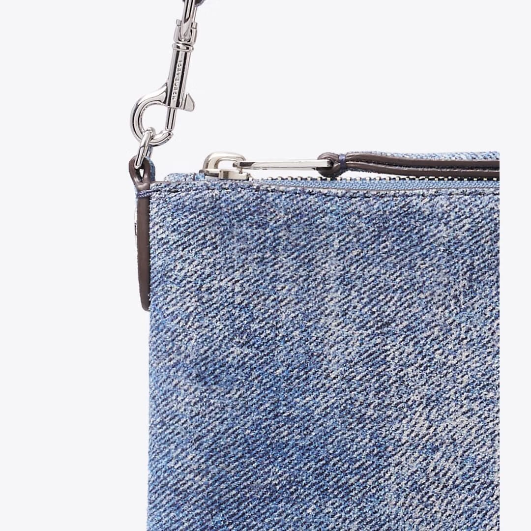 Tory Burch Suede Print Denim Pochette Blue Jean