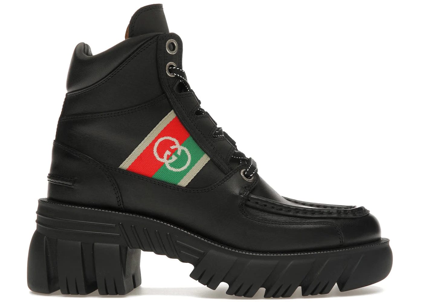 Gucci 60Mm Romance Leather Combat Boot Black Womens