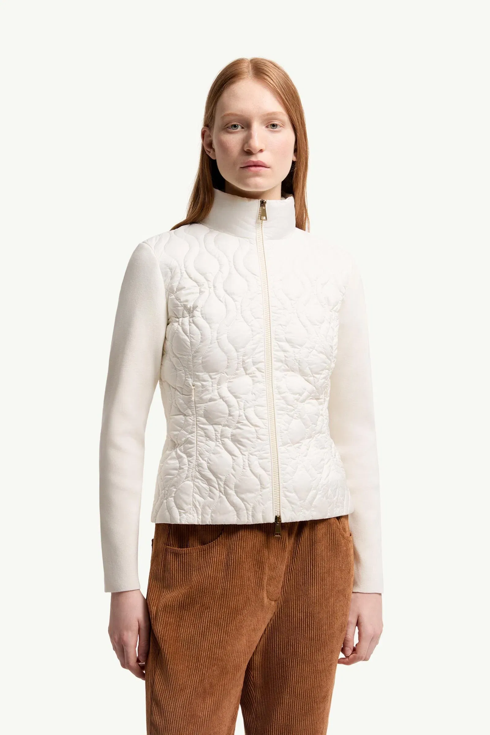 Moncler Cotton Padded Zip-Up Cardigan White White