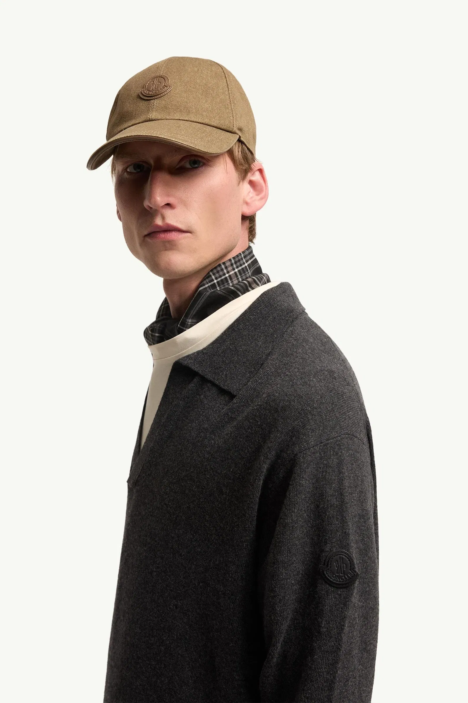 Moncler Wool & Cashmere Long Sleeve Polo Shirt Black Black