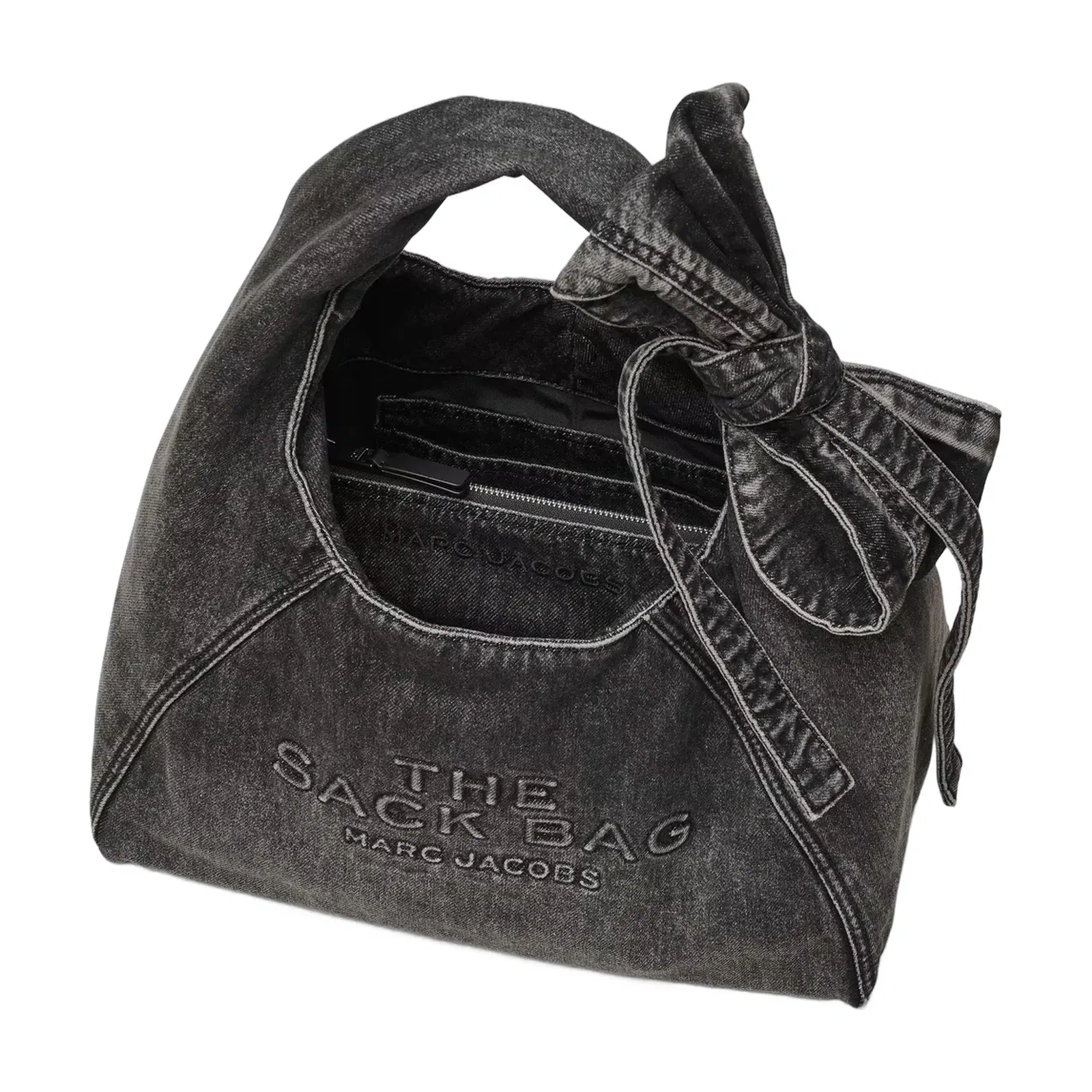 Marc Jacobs The Bow Denim Sack Bag Black Wash