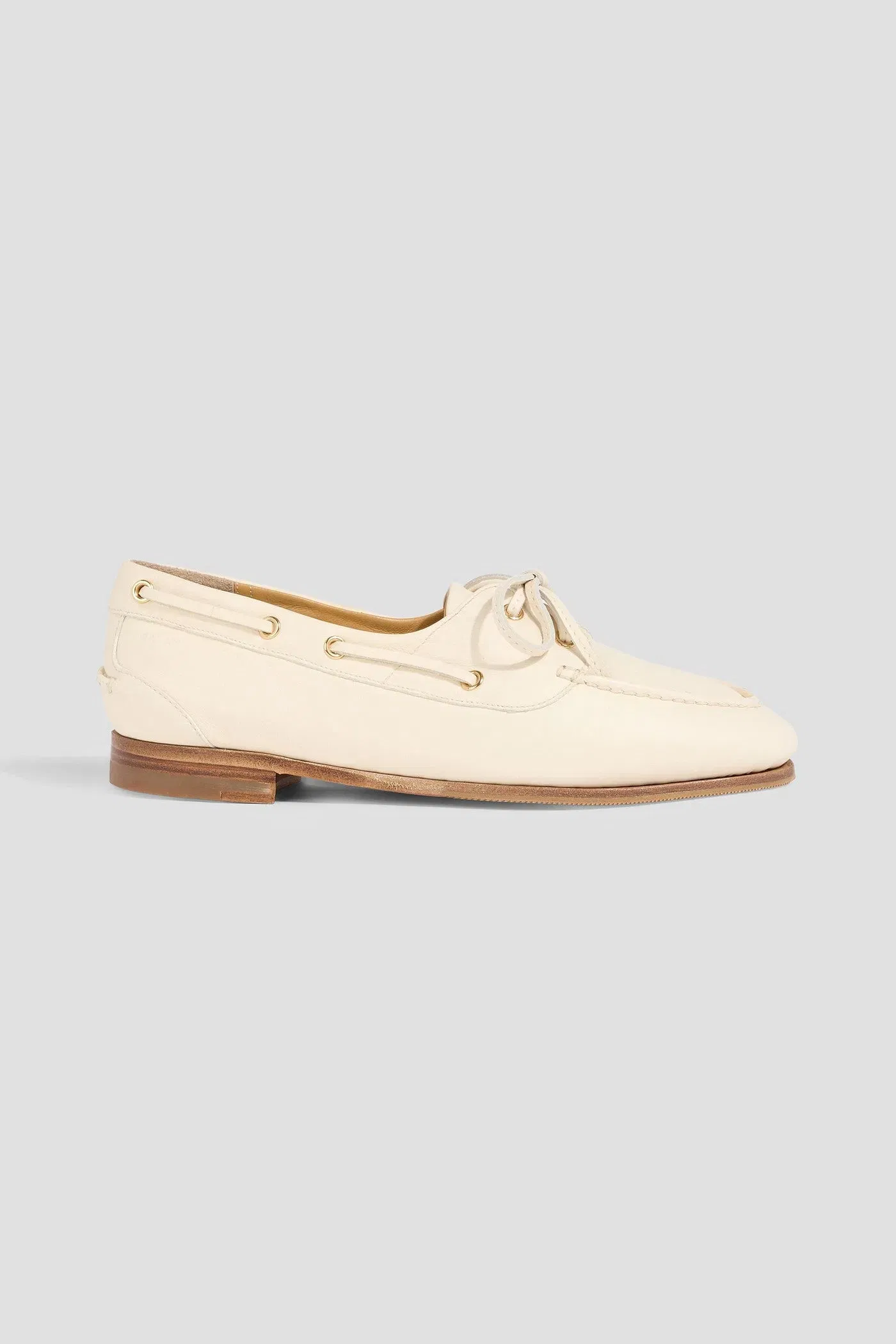 Bally Pathy Leather Boat Shoes Cream Women's