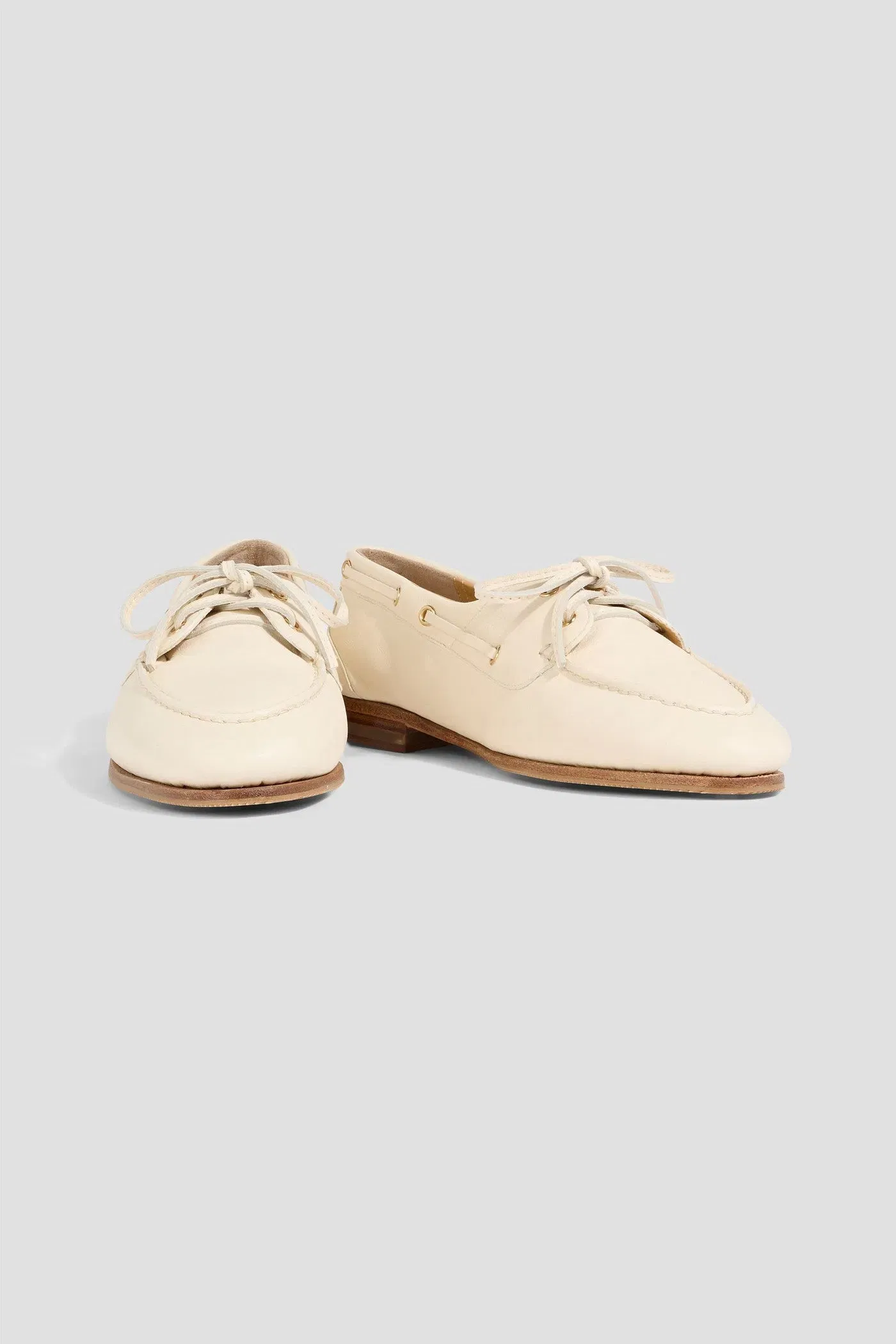 Bally Pathy Leather Boat Shoes Cream Women's