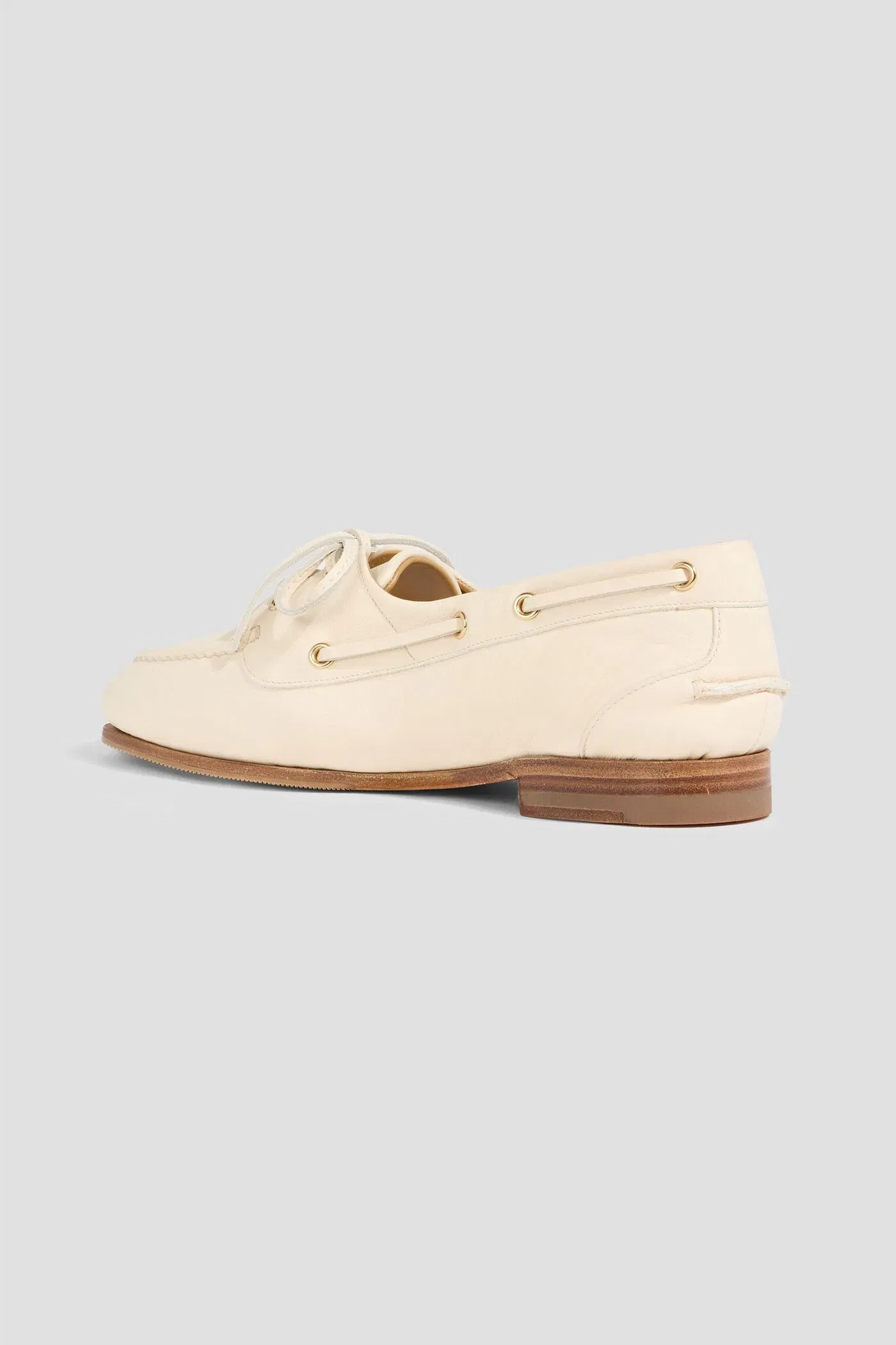 Bally Pathy Leather Boat Shoes Cream Women's