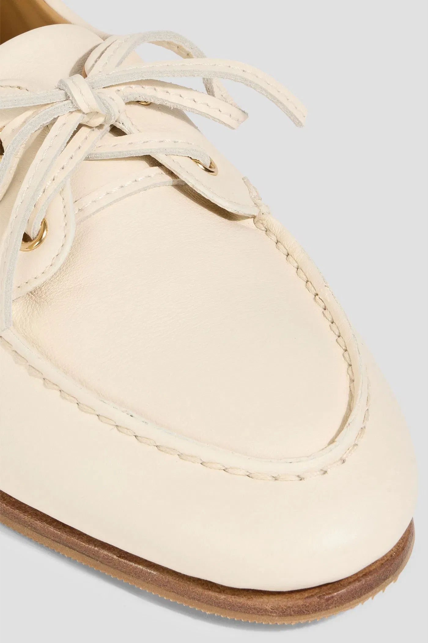 Bally Pathy Leather Boat Shoes Cream Women's