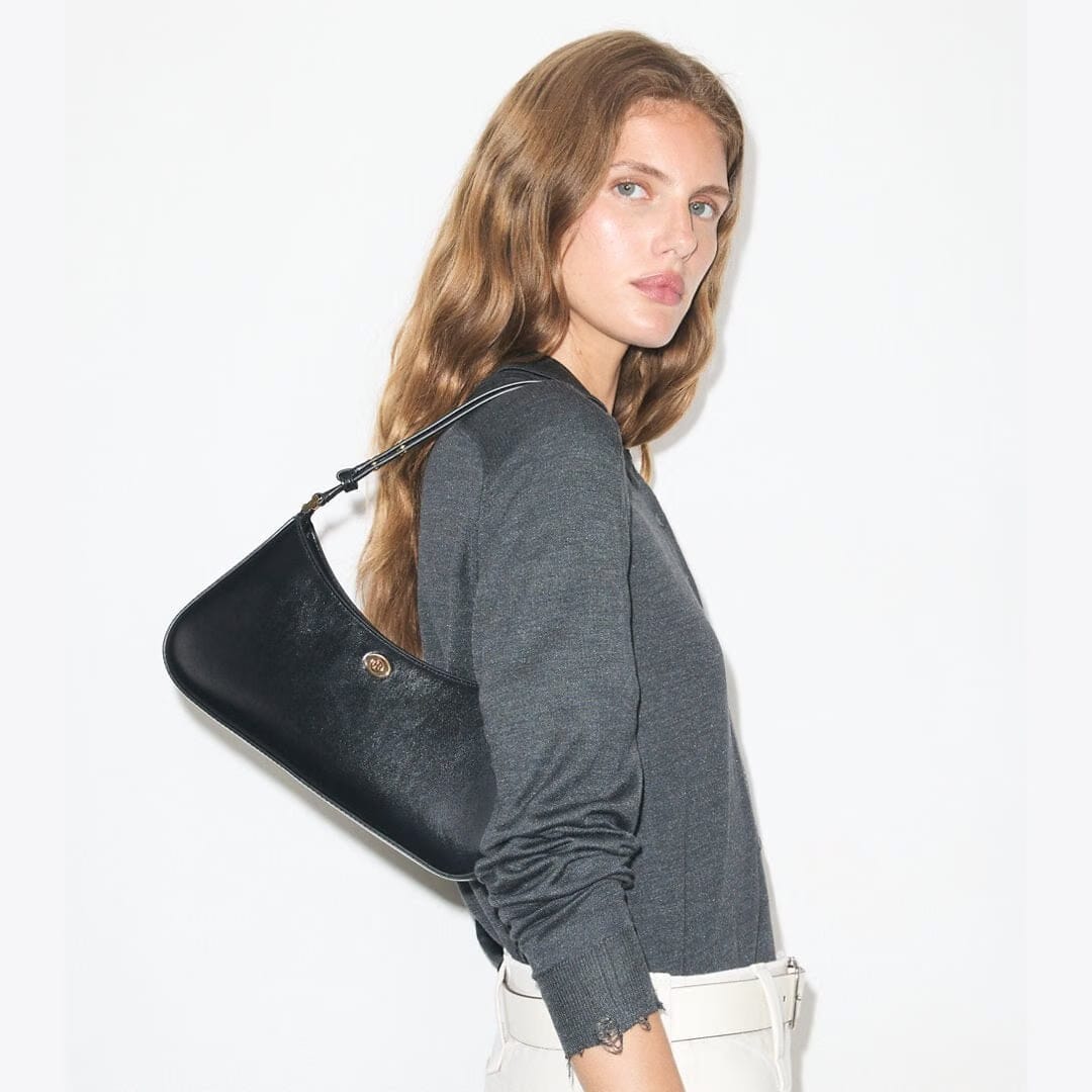 Tory Burch Robinson Zip Top Shoulder Bag Black