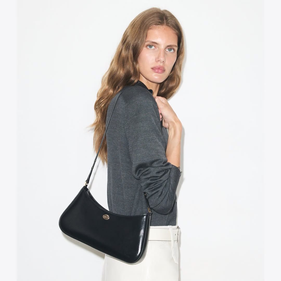 Tory Burch Robinson Zip Top Shoulder Bag Black