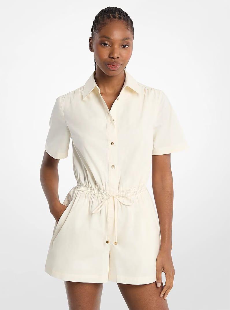 Michael Kors Cotton Poplin Romper BONE