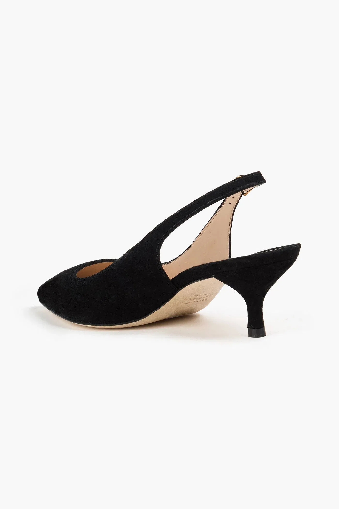 Stuart Weitzman Leigh 50 Suede Slingback Pumps Black Women's