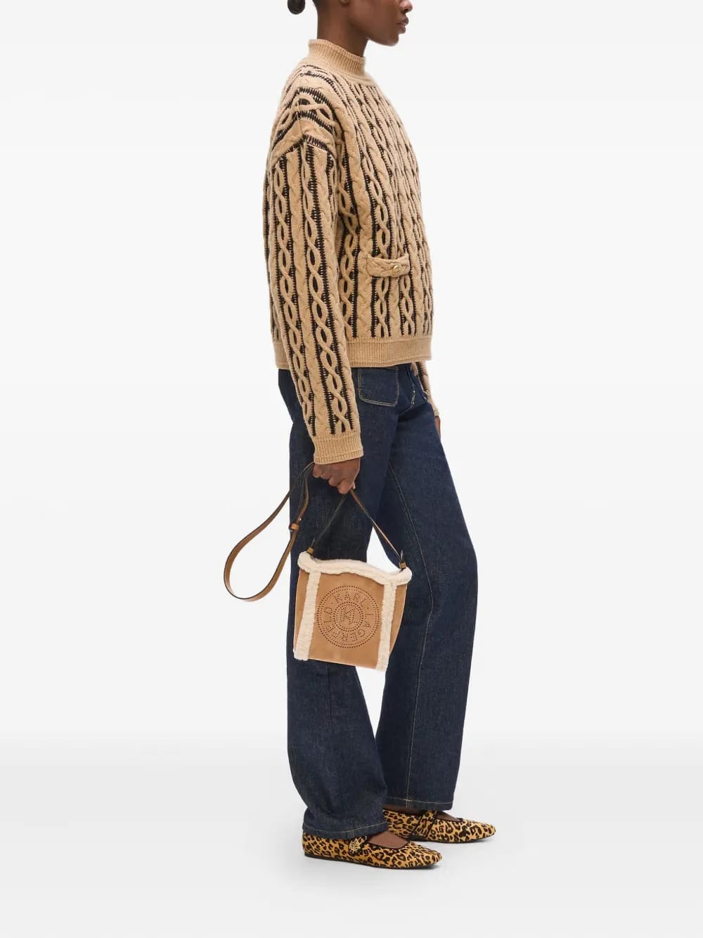 small K/Circle bucket shearling bag