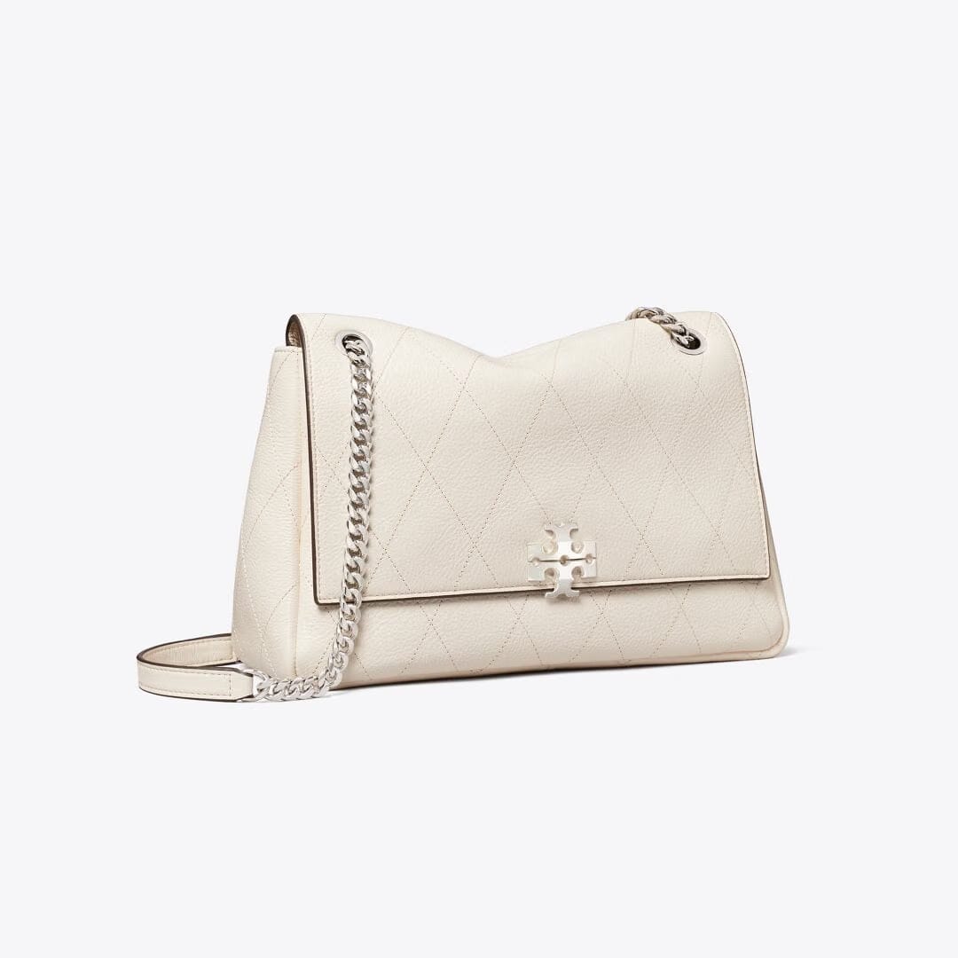 Tory Burch Charlie Quilted Shoulder Bag Light Cream