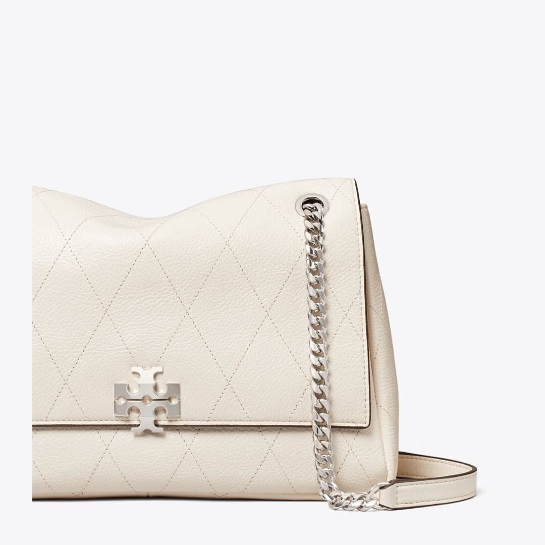 Tory Burch Charlie Quilted Shoulder Bag Light Cream