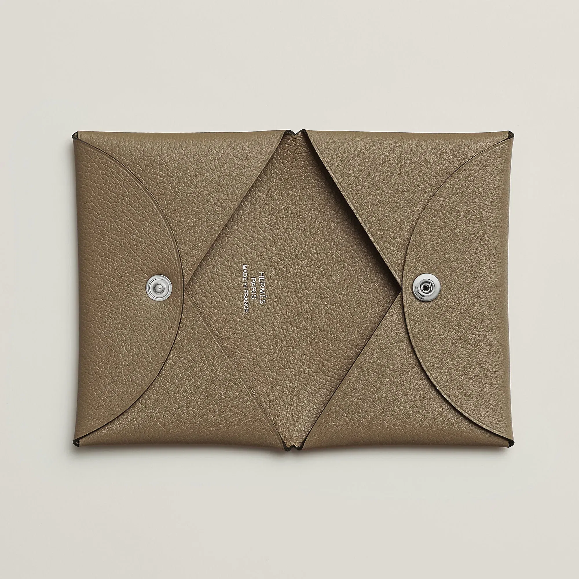 Hermes Calvi Card Holder Toupe