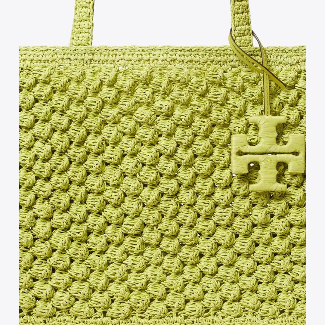Tory Burch Small Ella Hand-Crocheted Popcorn Tote Citrus Green