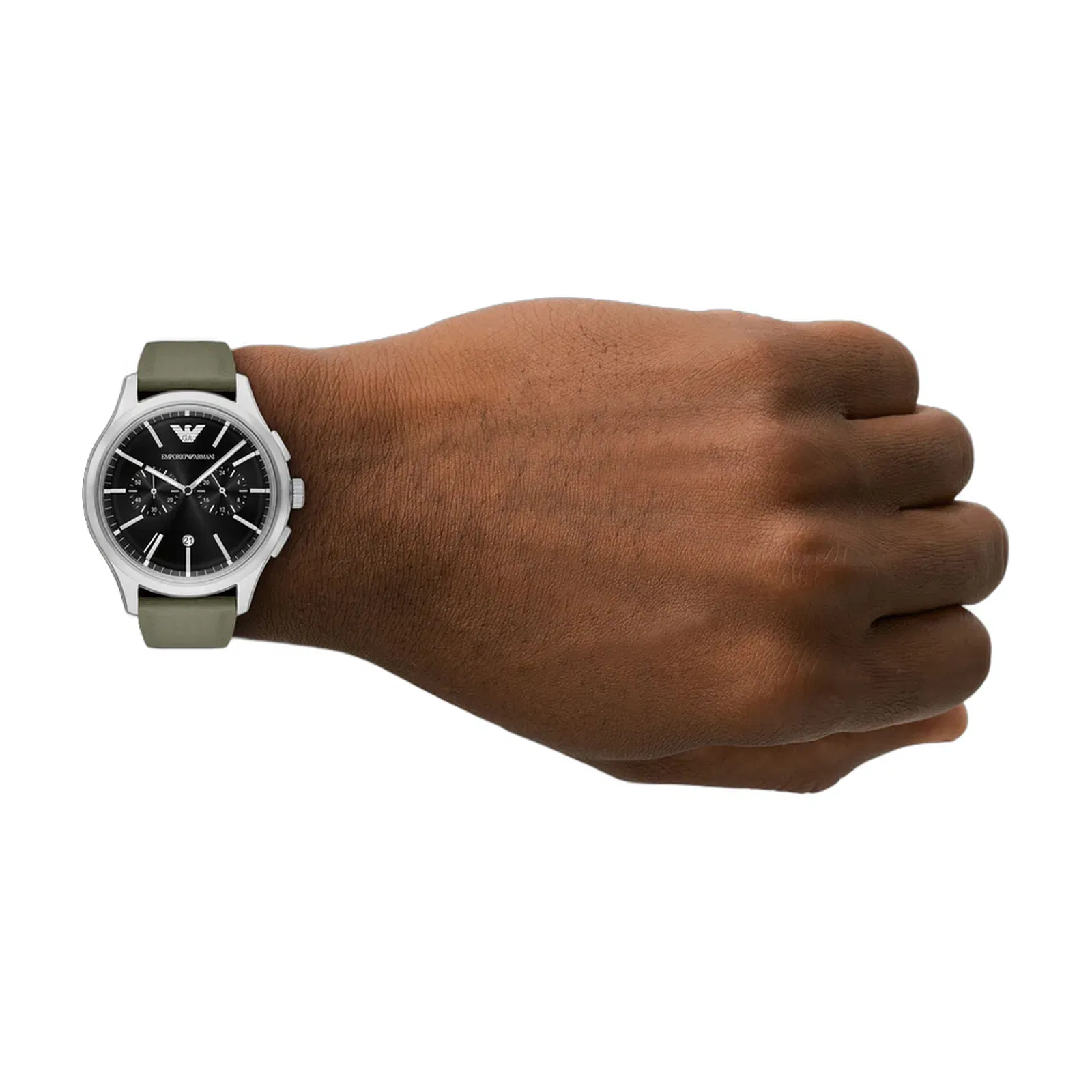Emporio Armani Chronograph Green Leather Strap Watch