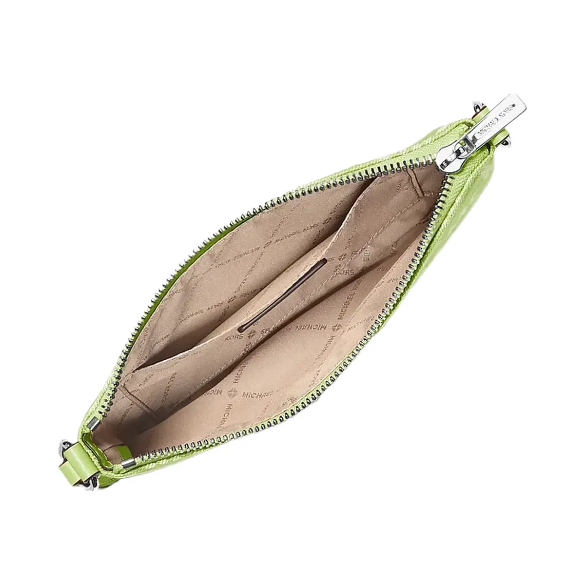 Michael Kors Jet Set Travel Small Logo Jacquard Denim Wristlet Lime