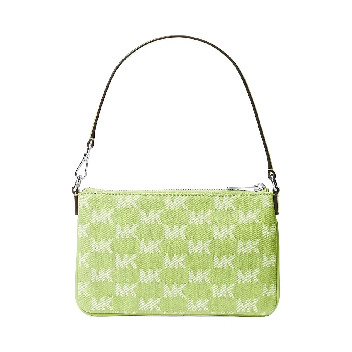Michael Kors Jet Set Travel Small Logo Jacquard Denim Wristlet Lime