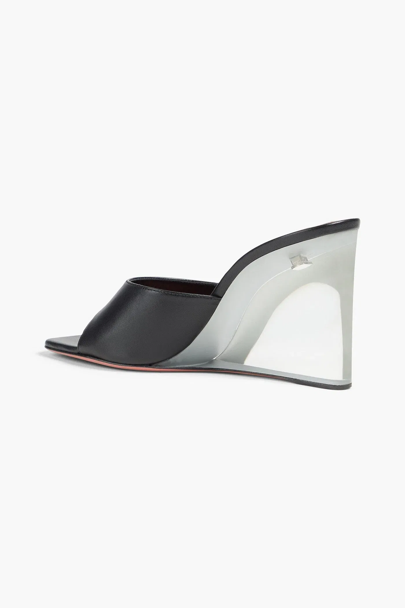 Amina Muaddi Lupita Leather Wedge Mules Black Women's