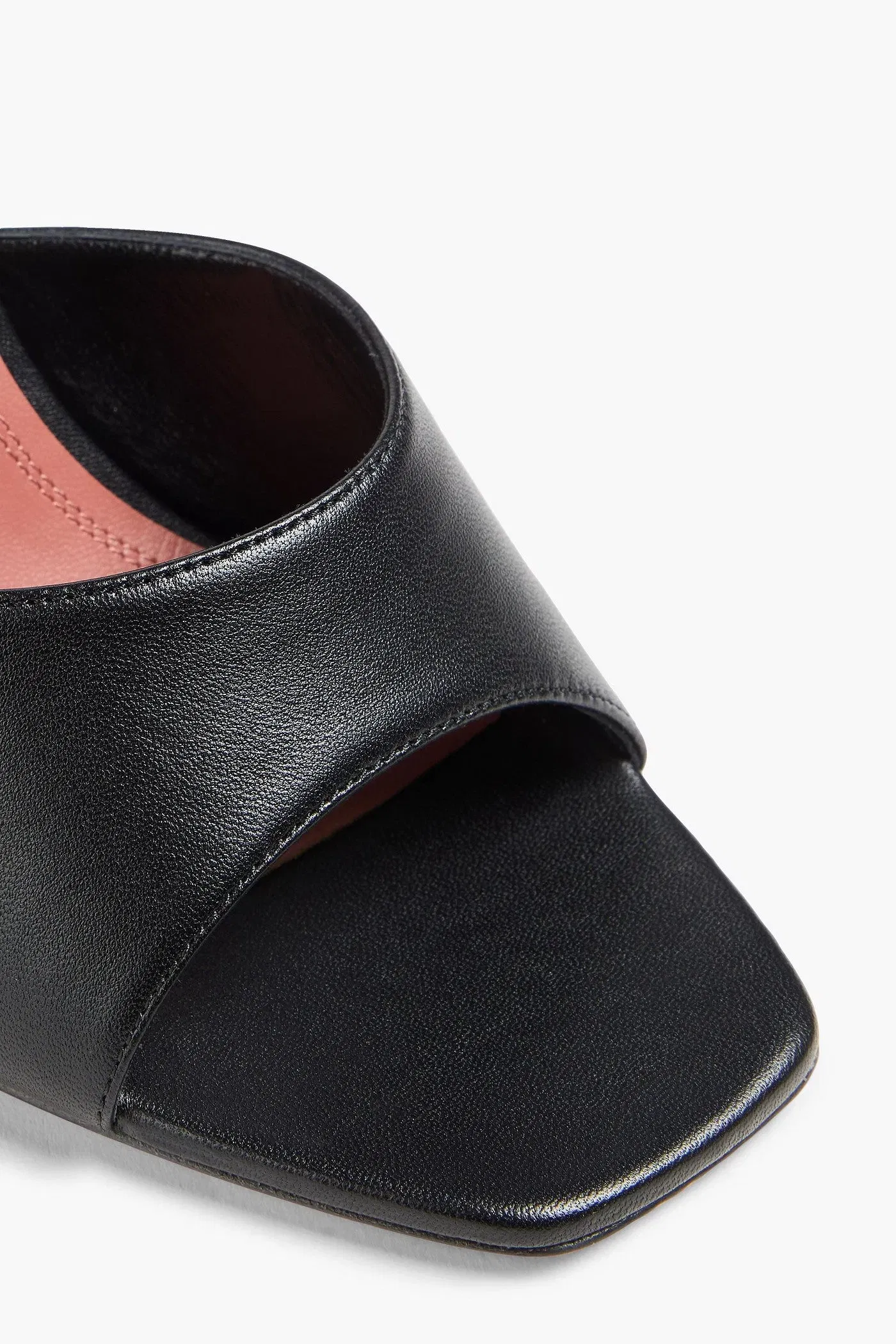 Amina Muaddi Lupita Leather Wedge Mules Black Women's
