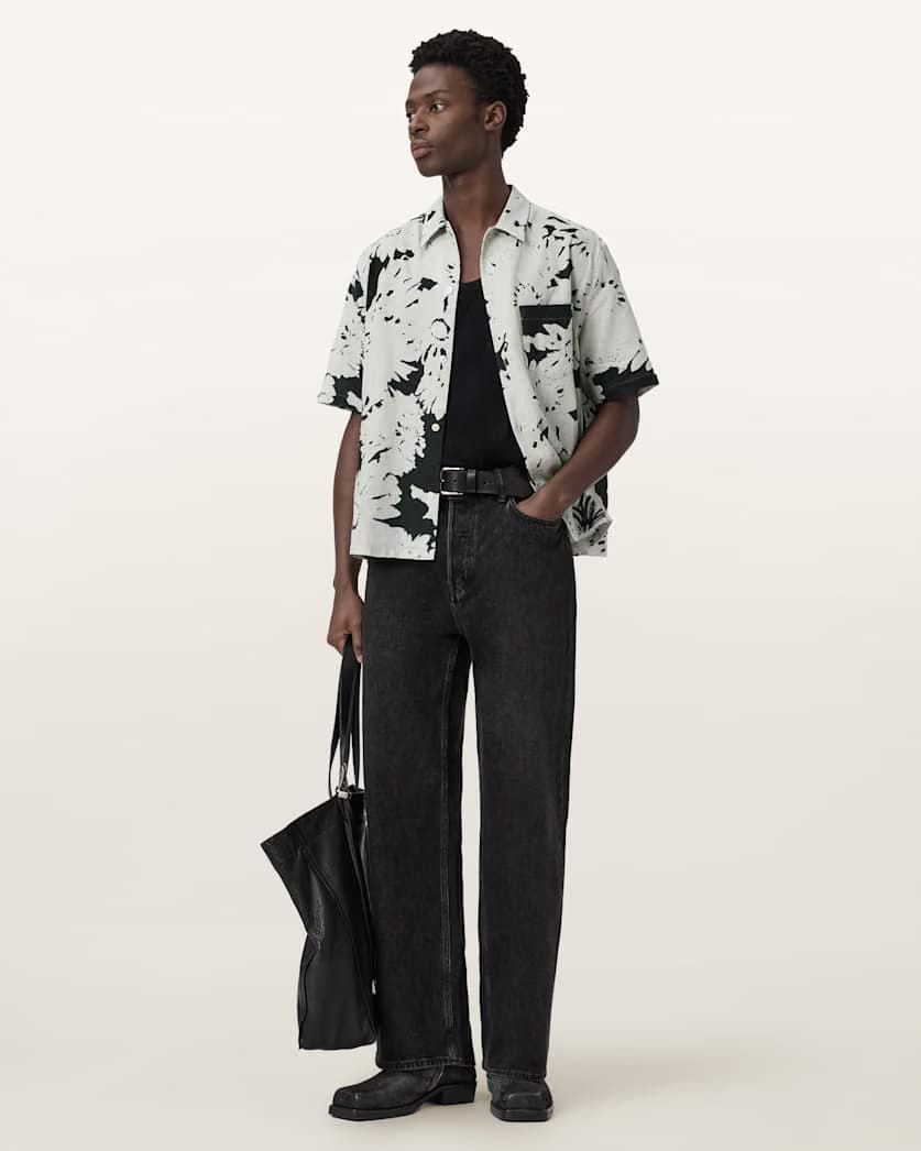 AllSaints Girona Short Sleeve Printed Shirt Sharp White