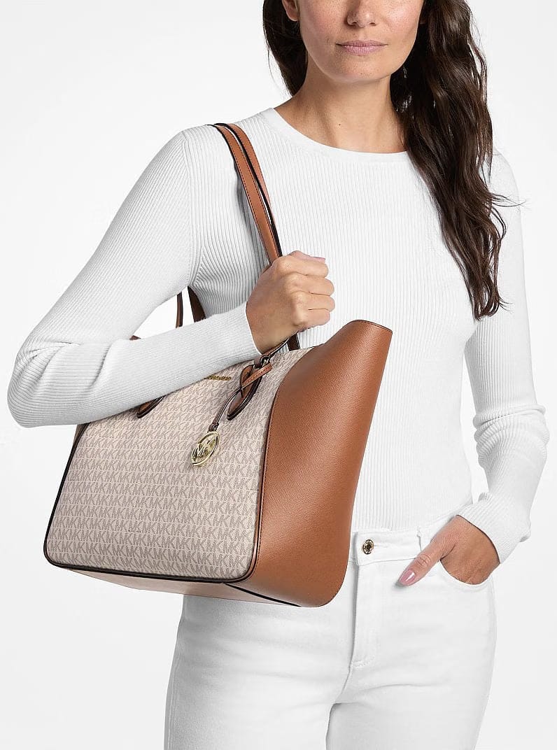 Michael Kors Jet Set Travel Large Signature Logo 3-in-1 Tote Bag Vanilla