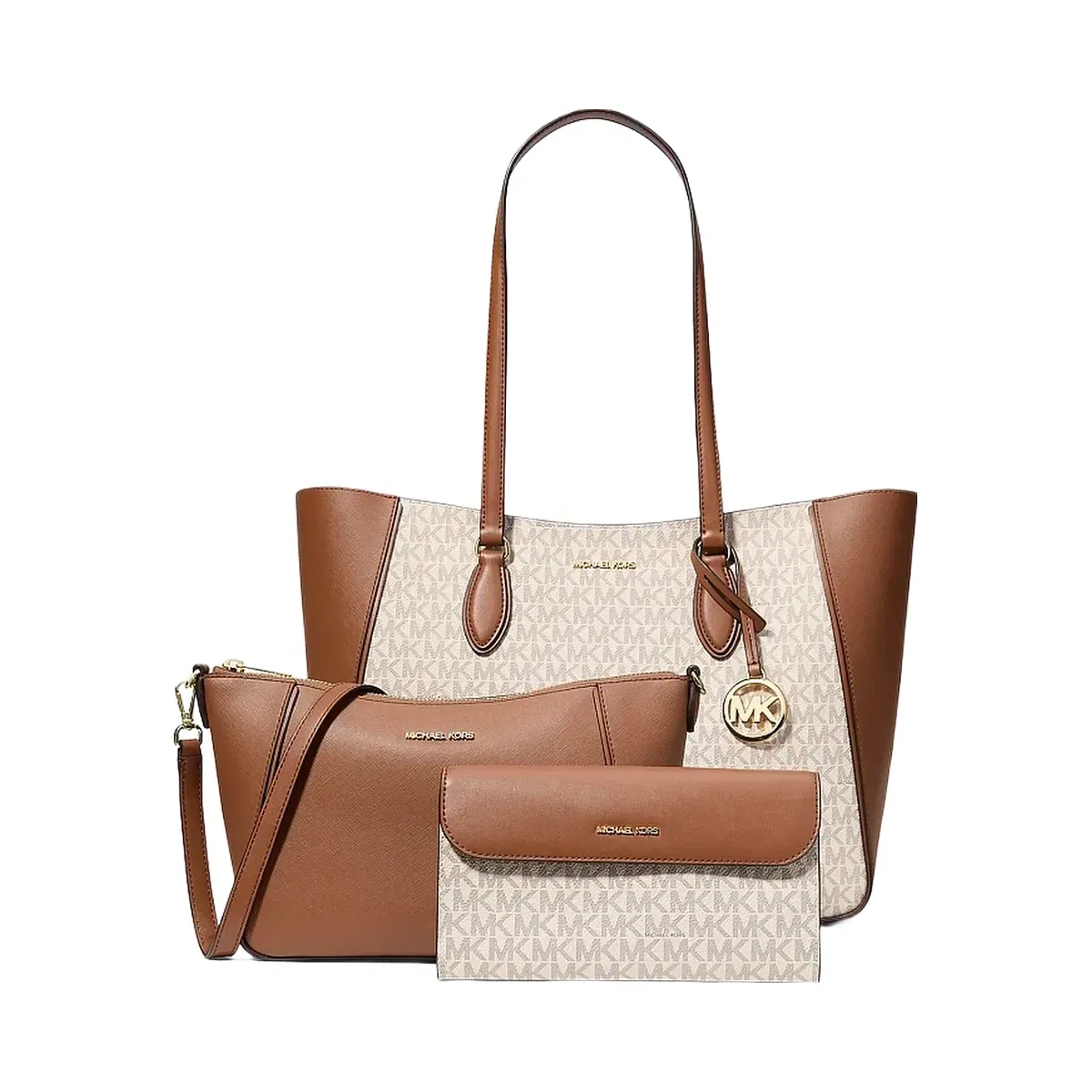 Michael Kors Jet Set Travel Large Signature Logo 3-in-1 Tote Bag Vanilla