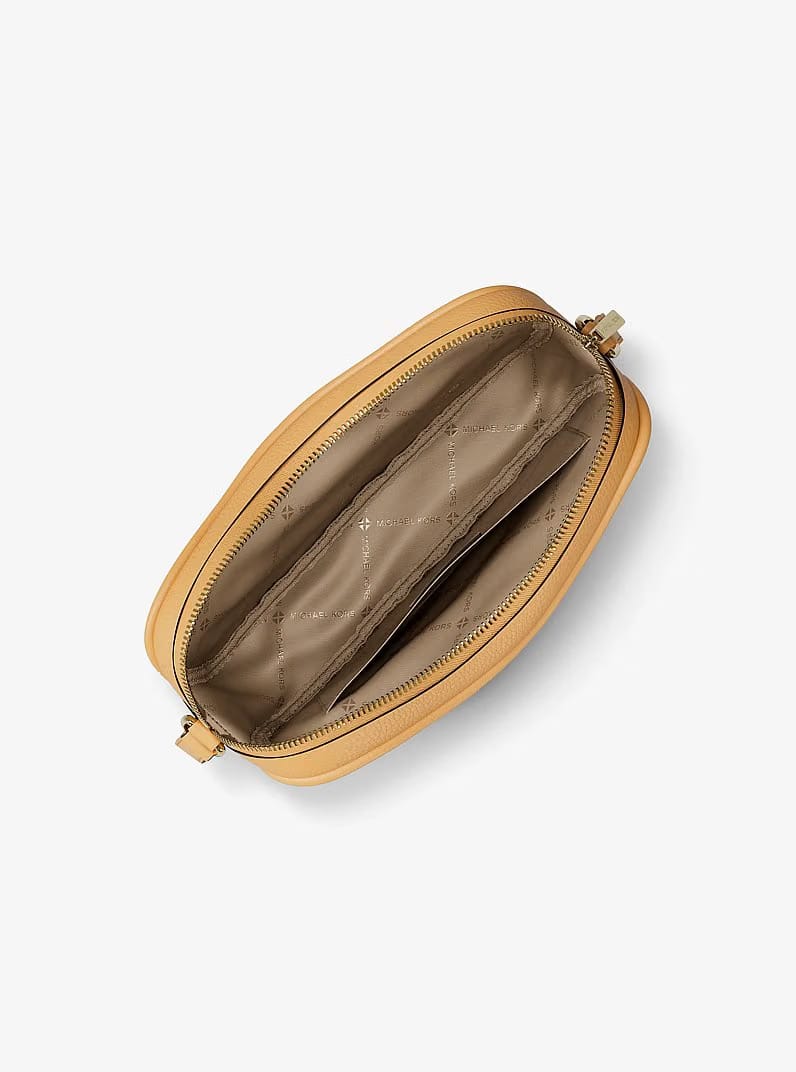 Michael Kors Jet Set Large Pebbled Leather Camera Crossbody Bag Honeywheat