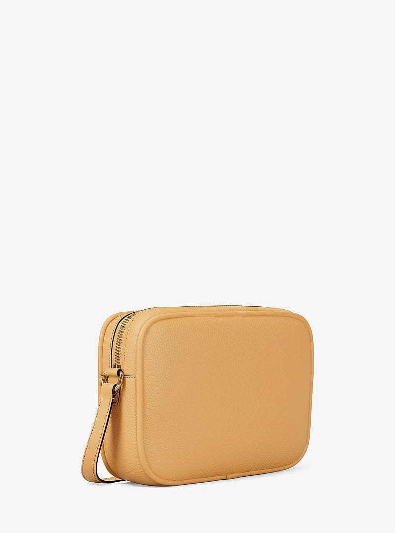 Michael Kors Jet Set Large Pebbled Leather Camera Crossbody Bag Honeywheat