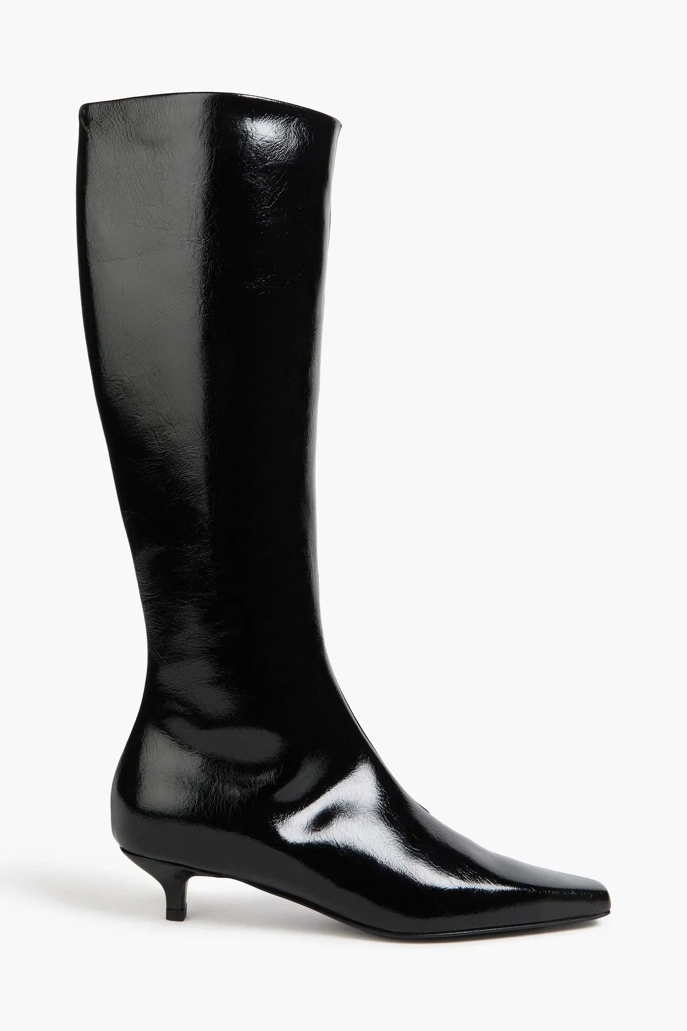 Toteme Glossed-Leather Knee Boots Black Women's